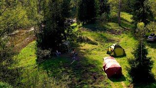 Рыбачим на лесной реке три дня с ночёвками. Отличный клёв. Баня. Готовим на костре. Отдых с друзьями
