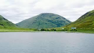 Aerial Drone Shot of Loch Achtriochtan in Glen Coe, Scotland