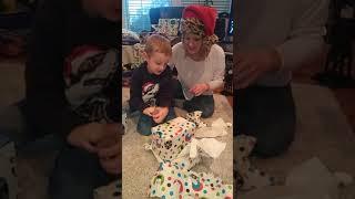 My nephew, Sevy, opening Sharknado gifts from David Latt