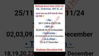 Alp Exam Date 2024 | Railway New Vacancy 2024 | Railway Exam Date 2024 | Rpf Exam Date #rrbalp #feed