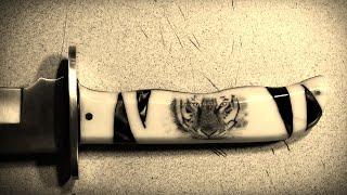 Knife Making - Scrimshaw - Face of a Tiger on a Knife Handle