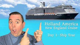 Holland America New England | Zuiderdam Ship & Room Tour | Day 1 - Boston