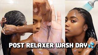 POST RELAXER WASH DAY ROUTINE| Reduce Shedding + Strength & Restore Hair |