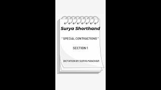 Pitman Shorthand Special Contractions Section 1 Dictation