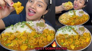 SPICY GOBHI ALOO MATAR CURRY WITH WHITE RICE 