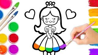 Drawing and Coloring princess | easy acrylic painting