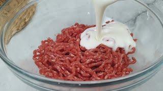 A glass of kefir and minced meat! I've been making it for many years instead of meat pies