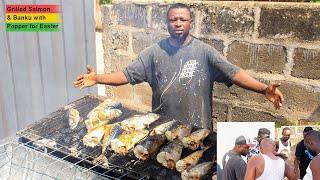 We Cooked Banku and Grilled Mackerel with Hot Pepper Sauce for Easter (it was epic) Ghanaian Recipe