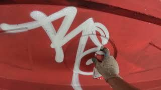 Graffiti bombing on streets. Piece on car, tagging, throws. blockbuster. Rebel813 4K 2024