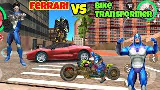 Ferrari Vs Bike Transformer Race in Rope Hero Vice Town | Rope Hero Vice Town | Gamer Blasty