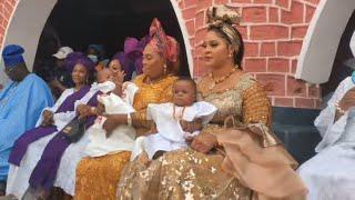 live at Ooni of Ife palace As Queen Tobi Brings Her Twins To The Ooni For The First Time Since Birth