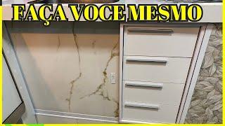 fechamento de pia com porcelanato e gaveteiro