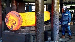 Manufacturing Process of Main Shaft for a Wind Turbine. Forging Plant in Korea.
