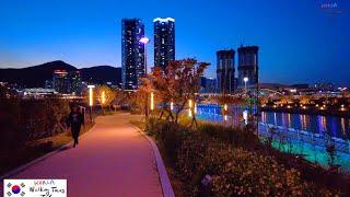 부산 동구 초량동 밤산책 [4K] Busan Korea  | 수변산책로 | 바다 매립지 야경 명소로 재탄생