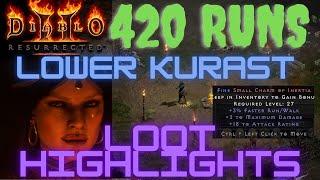 D2R, 420 "LK" Lower Kurast Runs, Drops and Loot Highlights.