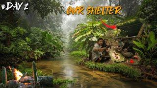 Day 2 of Surviving in the Rainforest in a banana leaf shelter