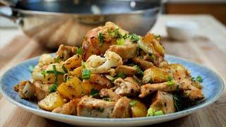 Make this Simple and Yet Delicious Chicken Potatoes and Cauliflower Dish Dinner or Lunch | Stir Fry