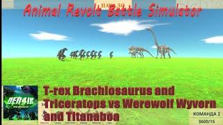 T-rex Brachiosaurus and Triceratops vs Werewolf Wyvern and Titanaboa - ARBS - Den4ik-ARBSimulator