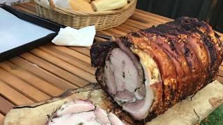 Tronchetto di porchetta cotto nel barbecue