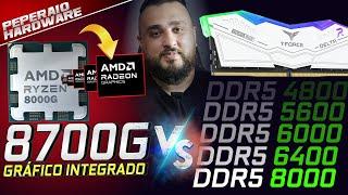 Impacto do DDR5 no Gráfico Integrado: APU RYZEN 7 8700G com DDR5 4800, 5600, 6000, 6400 e 8000 Mhz!