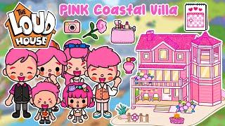 The LOUD HOUSE inspired Pink Coastal Villa House 6 People ️ Toca Boca House Ideas | Toca Life World