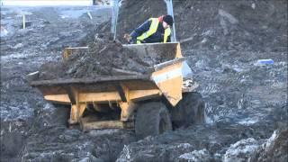 Dump truck gets stuck