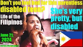 She's Very Pretty with Smooth Skin But Disabled. A Young Filipina Disabled in the Philippines. PINAS