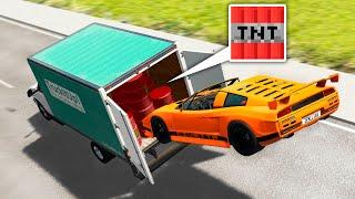 Wow! Truck Filled with Explosive Barrels VS Cars | BeamNG Drive | BimTestCrash