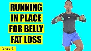 30 Min Running In Place Workout for Belly Fat Loss - (2kg Dumbbells)