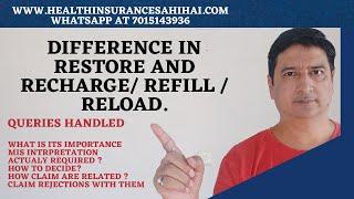 Difference in Restore and  Recharge/ Refill / Reload. - By Health Insurance Sahi Hai