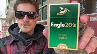 Smoking an Eagle 20’s Menthol Gold Cigarette - Review