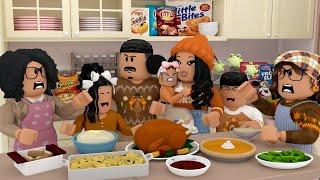 OUR THANKSGIVING DAY!! *BIG FAMILY FIGHT & BURNT TURKEY! | Bloxburg Family Roleplay