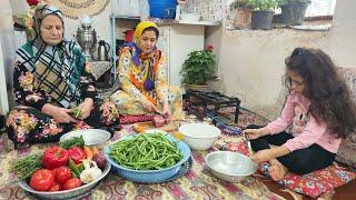 The old way of pickling beans! Grandma cooking Delicious Beans Pilaf In The Village