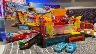 2025 Disney Cars Color Changers Race Ready Car Wash Set — Blue Rusteze Lightning McQueen