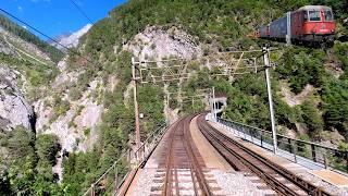  4K 2x  Basel - Kandersteg - Brig Re 6/6 cab ride [07.2020] Lötschberg führerstandsmitfahrt