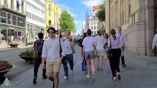 Walk Oslo, Norway - Tour in Summer, 2023 - Norge - 4K 60fps UHD