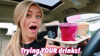 Trying My Subscribers Favorite Starbucks Drinks !