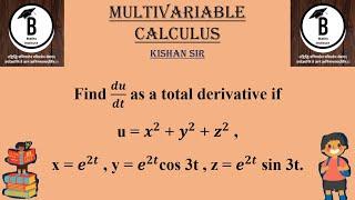 Find 𝒅𝒖/𝒅𝒕 as a total derivative if u = 𝒙^𝟐 + 𝒚^𝟐 + 𝒛^𝟐 , x = 𝒆^𝟐𝒕 , y = 𝒆^𝟐𝒕cos 3t , z = 𝒆^𝟐𝒕 sin 3