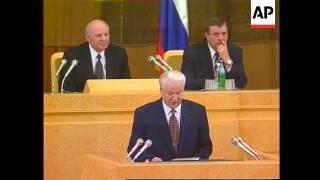 Russia - Boris Yeltsin addresses parliament