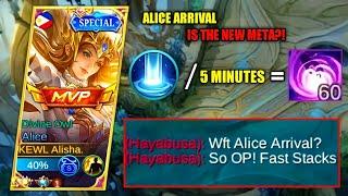 ALICE ARRIVAL IS THE NEW META!? FAST STACKS IN 5 MINS GOD MODE IN SOLO RANKED GAME 1v5 - MLBB
