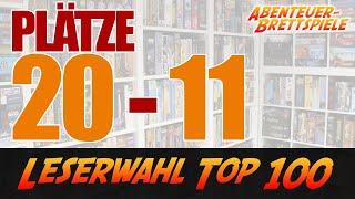 Plätze 20 bis 11 der Leserwahl Top 100 Brettspiele - Abenteuer-Brettspiele.de