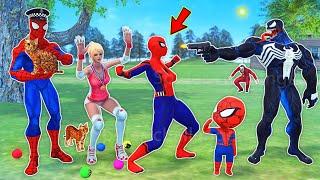 team spider man vs bad guy joker ► spider-man Rescue grandpa,girls,small cat - funny animation