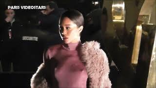 Laura HARRIER with an incredible transparent outfit @ Paris Fashion Week 17 january 2017 show YSL