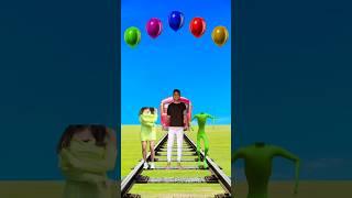 Funny cute dancing alien vs girl stop the high-speed train #shortsfeed #trendingshorts