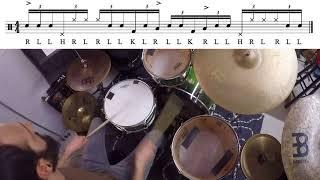 Drum lesson: linear triplet fills with hihat stomps - building chops