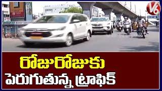 Traffic Returns In Hyderabad After Govt. Eases Lockdown Norms | V6 Telugu News