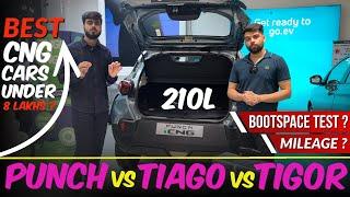 Punch iCNG vs competitors - BOOT SPACE challenge | Best CNG Cars under 8 Lakhs   Auto Journal India