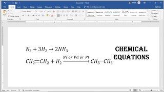 Chemical equations | How to insert chemical equations in ms word | @msoffice-307
