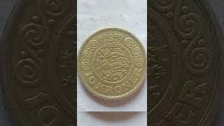 danmarks 10 kroner 1989 1990 coin value...