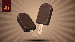 Chocolate Popsicle 3D Illustration in Adobe Illustrator using 3D Effects